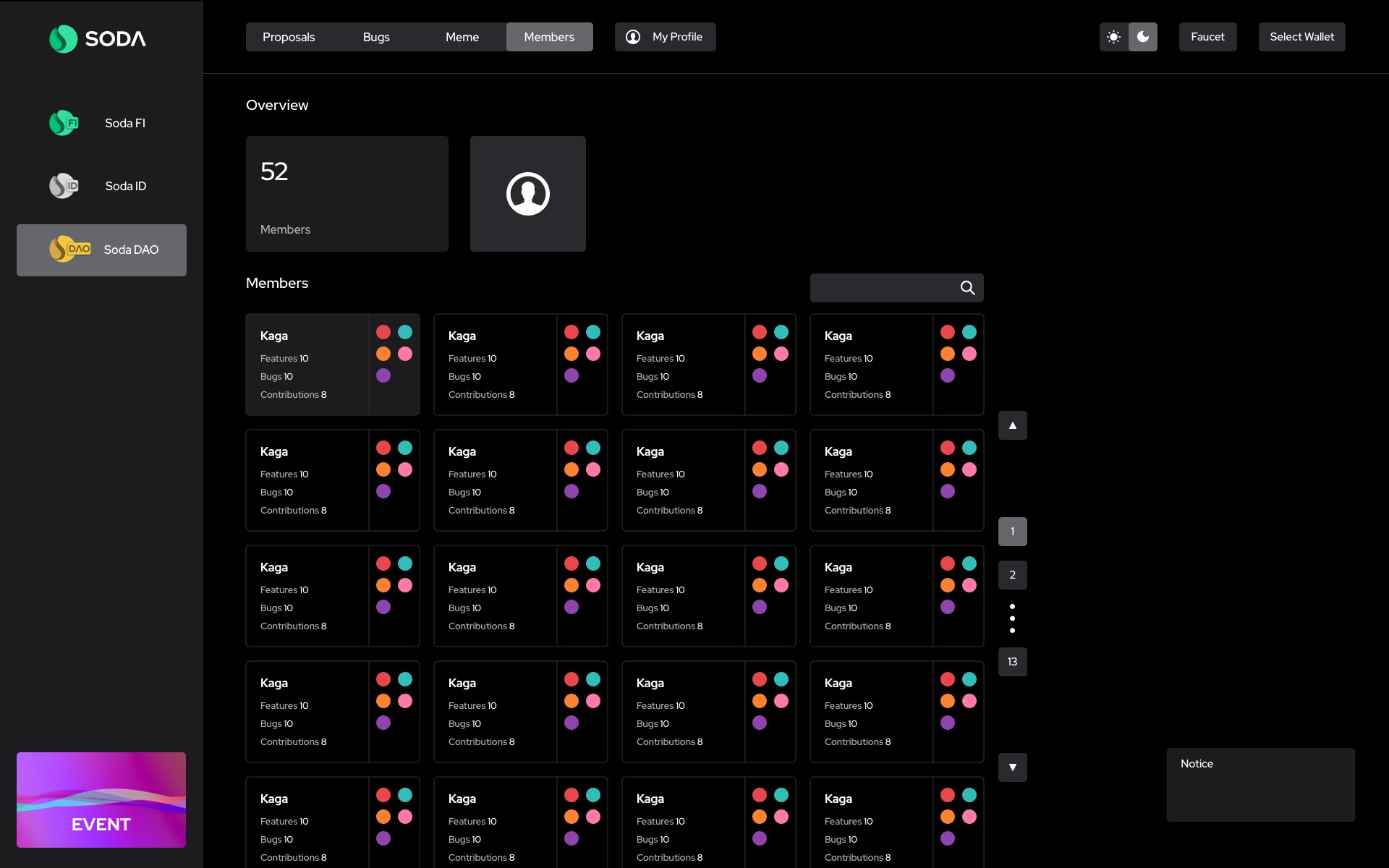 SODA DAO interface project asset